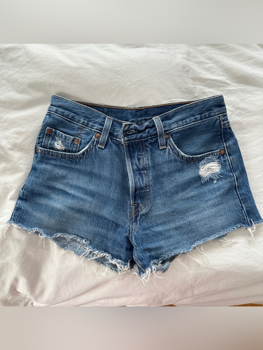 Levi’s Classic Distressed Denim Cutoff Shorts - Blue